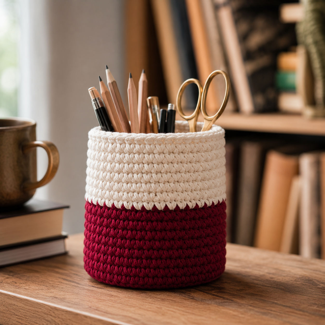 Medium Cotton Hand Knitted Holder for Eco-Friendly Organizer